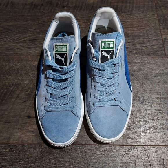 Puma Light Blue Suede Sneakers Ladies 6.5 USA With Dark Blue Side Accent - Picture 9 of 11
